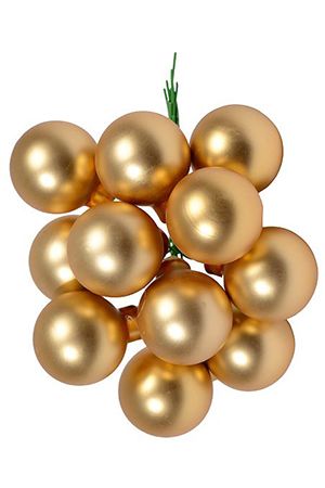ГРОЗДЬ стеклянных матовых шариков на проволоке, 12 шаров по 25 мм, цвет: золотой, Kaemingk (Decoris)