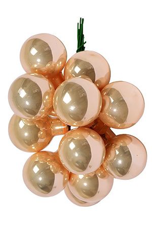 ГРОЗДЬ стеклянных эмалевых шариков на проволоке, 12 шаров по 25 мм, цвет: перламутровый, Kaemingk (Decoris)