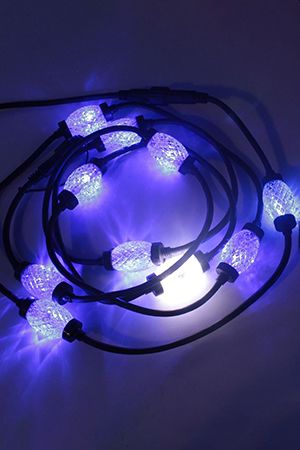 Электрогирлянда ДАЙМОНД с 10 строб-лампами (синий фон - белая вспышка), 220 V, 3+1,5 м, провод черный, коннектор, SNOWHOUSE