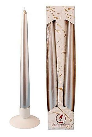 Свечи античные, серебряные, 2.3х25 см (упаковка 2 шт.), Омский Свечной