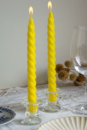 Свечи витые, жёлтые, 2.3х24.5 см (упаковка 2 шт.), Омский Свечной