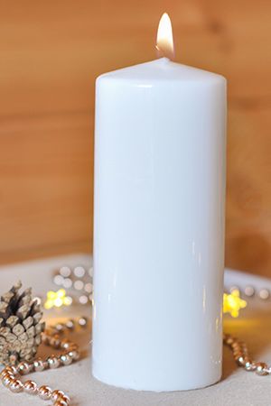 Свеча столбик, белая, 8х20 см, Омский Свечной