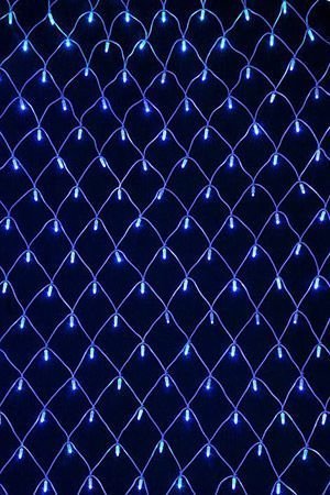 Электрогирлянда МЕРЦАЮЩАЯ СЕТКА 320 синих LED огней, мерцание - хододное белое, 1,9х1,6+1,5 м, коннектор, черный каучуковый провод, уличная, SNOWHOUSE
