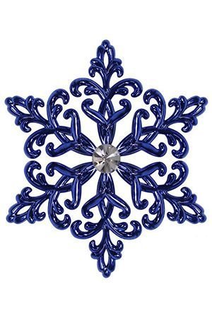 Снежинка КРИСТАЛЛ металлизированная синяя, 12 см, Морозко