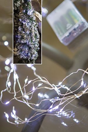 Гирлянда КОНСКИЙ ХВОСТ, 80 холодных белых mini LED-ламп, 10*80+30 см, серебряный провод, батарейки, Koopman International