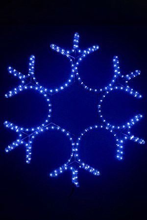 Светодиодная СНЕЖИНКА АЖУРНАЯ, дюралайт, синие LED-огни, 80 см, уличная, BEAUTY LED