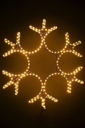 Светодиодная СНЕЖИНКА АЖУРНАЯ, дюралайт, теплые белые LED-огни, 80 см, уличная, BEAUTY LED