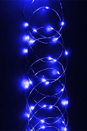 Гирлянда КАПЕЛЬКИ, 20 синих mini-LED, серебристая проволока, 1.9+0.3 м, батарейки, SNOWHOUSE
