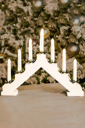 Светильник-горка рождественская СВЕТ В ОКОШКЕ, белый, на 7 свечей, 38х30 см, Kaemingk (Lumineo)
