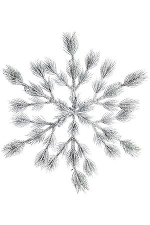 Хвойная композиция СНЕЖИНКА - СОСНОВЫЕ КИСТОЧКИ заснеженная, литая хвоя (100% PE), 36 см, Kaemingk