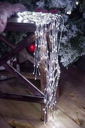 Светодиодное украшение ЗВЁЗДНЫЙ ФОНТАН с мерцанием, серебряный, 220 холодных белых LED-огней, 1+5 м, уличный, Kaemingk