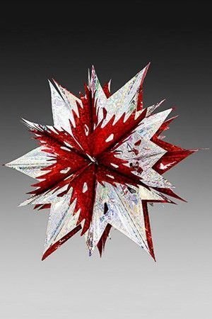 Звезда из фольги ДВОЙНОЕ СИЯНИЕ голографическая, серебряная с красным фокусом, 60 см, Holiday Classics