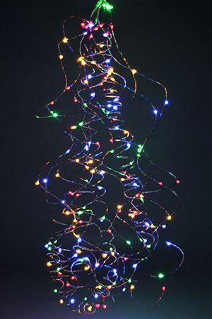Гирлянда КОНСКИЙ ХВОСТ, 100 разноцветных mini LED-ламп, 10*1 м+5 м, серебряный провод, уличная, Koopman International