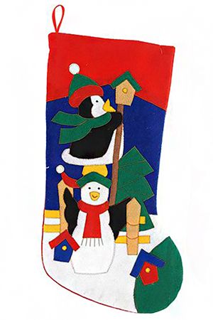 Носок для подарков ВЕСЕЛЫЙ НОВЫЙ ГОД - СЕМЕЙКА ПИНГВИНОВ, фетр, 53 см, Koopman International
