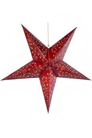Подвесная светящаяся звезда СВЕТ РАДОСТИ, красная, 20 тёплых белых LED-огней, 60 см, батарейки, таймер, Kaemingk