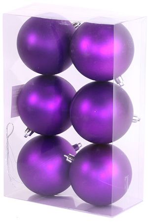 Набор однотонных пластиковых шаров матовых, цвет: фиолетовый, 60 мм, упаковка 12 шт., Ели PENERI