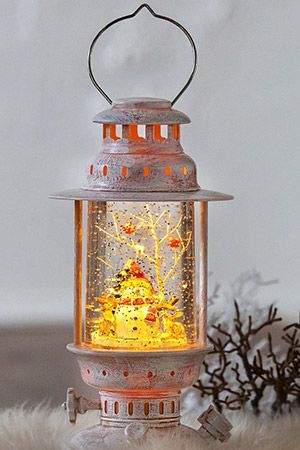 Винтажная 'снежная' лампа СНЕГОВИЧОК И КОМПАНИЯ, тёплая белая LED подсветка, 26 см, батарейки, Peha Magic