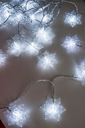 Электрогирлянда СНЕЖИНКИ, 24 тёплых белых LED-огня, 4.6+5 м, прозрачный провод, контроллер, уличная, Kaemingk