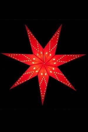 Подвесная звезда-плафон РОЖДЕСТВЕНСКАЯ ЗВЕЗДА бумажная, красная, 70 см, 220V, белый кабель 1,5 м, SNOWMEN