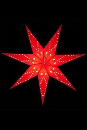 Подвесная звезда-плафон РОЖДЕСТВЕНСКАЯ ЗВЕЗДА бумажная, красная, 10 LED ламп, 70 см, батарейки, SNOWMEN