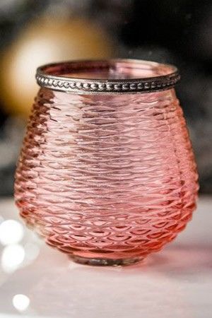 Подсвечник ЭТЬЕНН, стекло, розовый, 10х11 см, Hogewoning