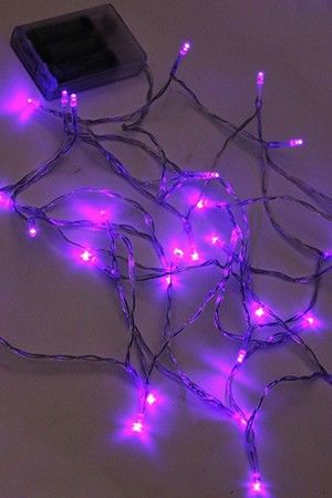 Светодиодная гирлянда РАЗНОЦВЕТНАЯ КАПЕЛЬ, 30 фиолетовых LED ламп, 3+0,3 м, прозрачный провод, батарейки, Koopman International