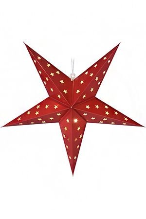 Подвесная светящаяся звезда АСТЕРИЯ, красная, 15 тёплых белых мини LED-огней, 75 см, таймер, батарейки, Koopman International