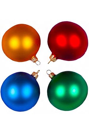 Набор стеклянных шаров ОГНИ, золотой, красный, зеленый, синий, 4х75 мм, Елочка