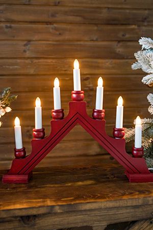 Светильник-горка рождественский декоративный KARIN (красный) на 7 свечей, 42х35 см, STAR trading