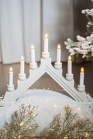 Светильник-горка рождественский декоративный KARIN (белый) на 7 свечей, 42х35 см, STAR trading