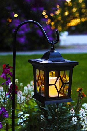 Садовый фонарик MAGIC GARDEN на штыре, чёрный, металл, LED-свеча, солнечная батарея, 50 см, STAR trading