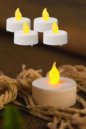 Набор чайных свечей PAULO с двойной подсветкой (4 шт.), белые, LED-огни мерцающие, 3.8х3.8 см, STAR trading