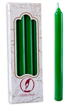 Свечи классические, тёмно-зелёные, 2х25 см (4 шт.), Омский Свечной