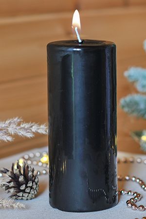 Свеча столбик, чёрная, 6х12.5 см, Омский Свечной