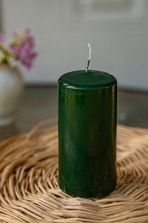 Свеча столбик, тёмно-зелёная, 6х12.5 см, Омский Свечной