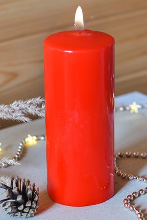 Свеча столбик, красная, 6х12.5 см, Омский Свечной