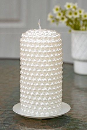 Дизайнерская свеча столбик ЖЕМЧУЖНИЦА, белая, 6.5х13 см, Омский Свечной