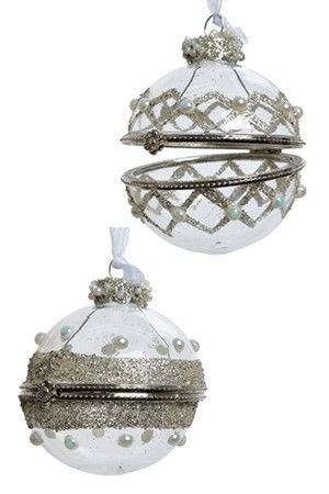 Стеклянный раскрывающийся шар ЮВЕЛИРНАЯ ТАЙНА, прозрачный, 6 см, разные модели, Kaemingk (Decoris)