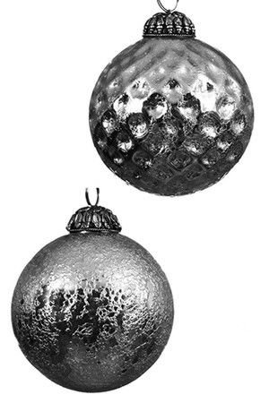 Ёлочный шар ГРАВЕНСТЕН, стекло, серебряный, 10 см, в ассортименте, Kaemingk (Decoris)
