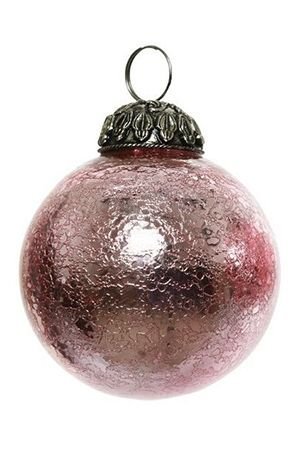 Ёлочный шар ГРАВЕНСТЕН, стекло, нежно-розовый, 7.5 см, Kaemingk (Decoris)