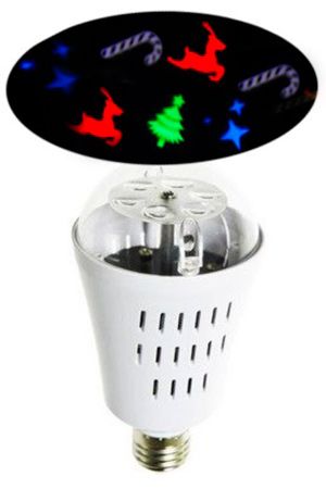 Светодинамическая лампа НОВОГОДНЯЯ ФАНТАЗИЯ, 4 RGB LED-огня, проекция 36 м*2, 7.5x14.5 см, цоколь Е27, для дома, Kaemingk