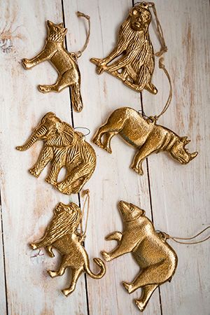 Набор ёлочных игрушек WILD NATURE, золотой, металл, 10 см, 6 шт., Koopman International