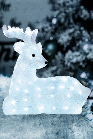 Светящаяся фигура ЛЕЖАЩИЙ ОЛЕНЕНОК, акрил, 80 холодных белых LED-огней, 45 см, уличный, Kaemingk (Lumineo)