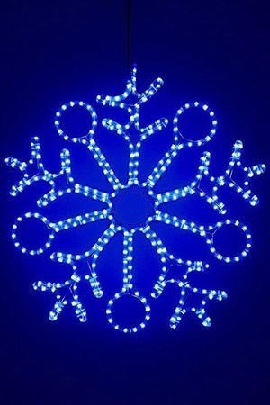 Светодиодная СНЕЖИНКА C КОЛЬЦАМИ, дюралайт, синие LED-огни, 80 см, уличная, BEAUTY LED