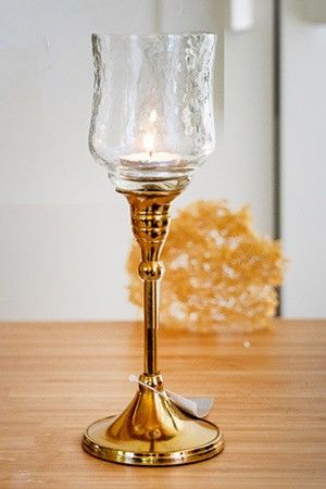 Подсвечник-бокал АРАМИС, стекло, металл, золотой, 8х24 см, Koopman International