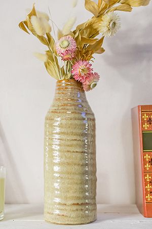 Ваза-бутыль СТЭФИ, керамика, песочная, 26 см, Edelman