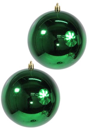 Набор однотонных пластиковых шаров глянцевых, цвет: зеленый, 120 мм, упаковка 2 шт., Ели PENERI