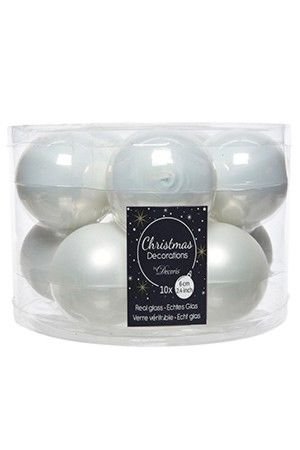 Набор стеклянных шаров матовых и глянцевых, цвет: белый, 60 мм, упаковка 10 шт., Kaemingk (Decoris)