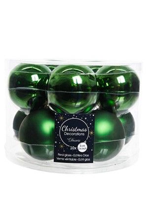 Набор стеклянных шаров матовых и глянцевых, цвет: зеленый, 60 мм, упаковка 10 шт., Kaemingk (Decoris)