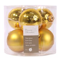 Набор стеклянных шаров матовых и глянцевых, цвет: насыщенно-золотой, 80 мм, упаковка 6 шт., Kaemingk